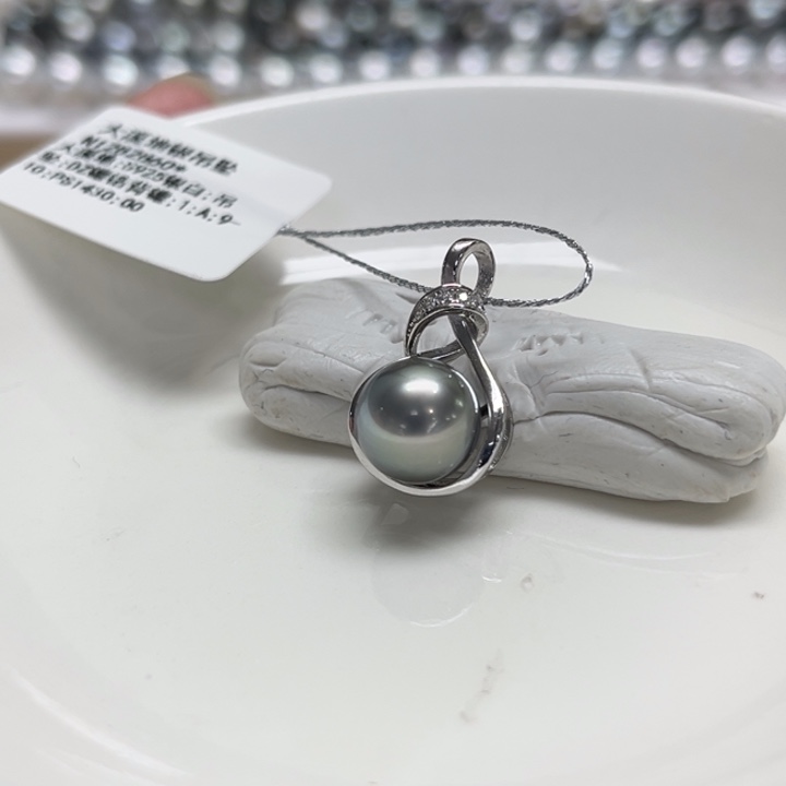 银S925镶嵌吊坠(不含链)海水珍珠9-10m 110号