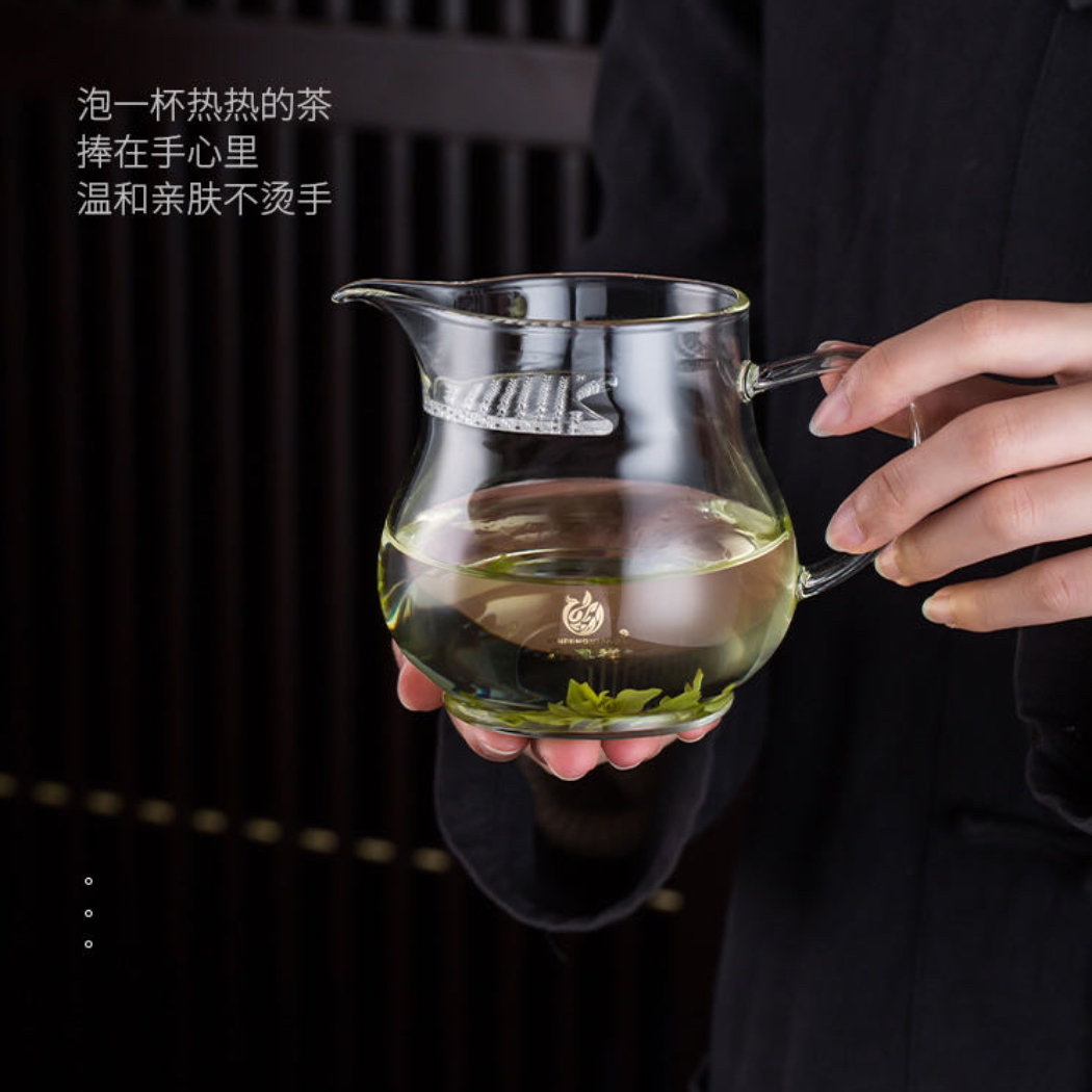 鑫凤祥月牙耐高温玻璃高级公道杯带茶漏一体泡茶高档茶海分茶器