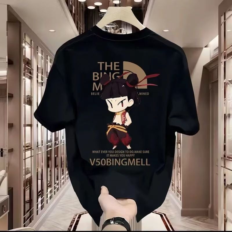 夏季圆领半袖上衣印花T恤时尚夏季韩版潮流ins情侣透气短袖