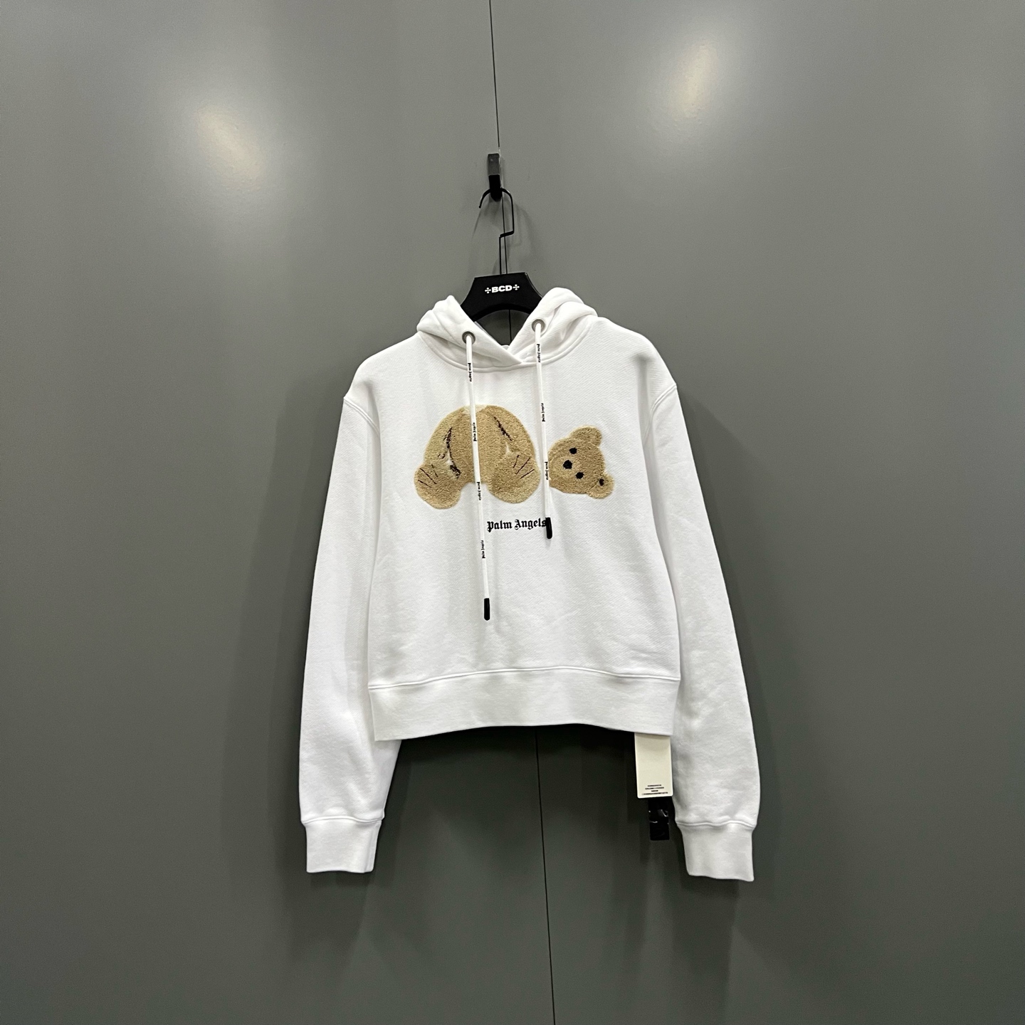 未使用 palmangels tt2 白色短款断头熊刺绣帽衫 018989