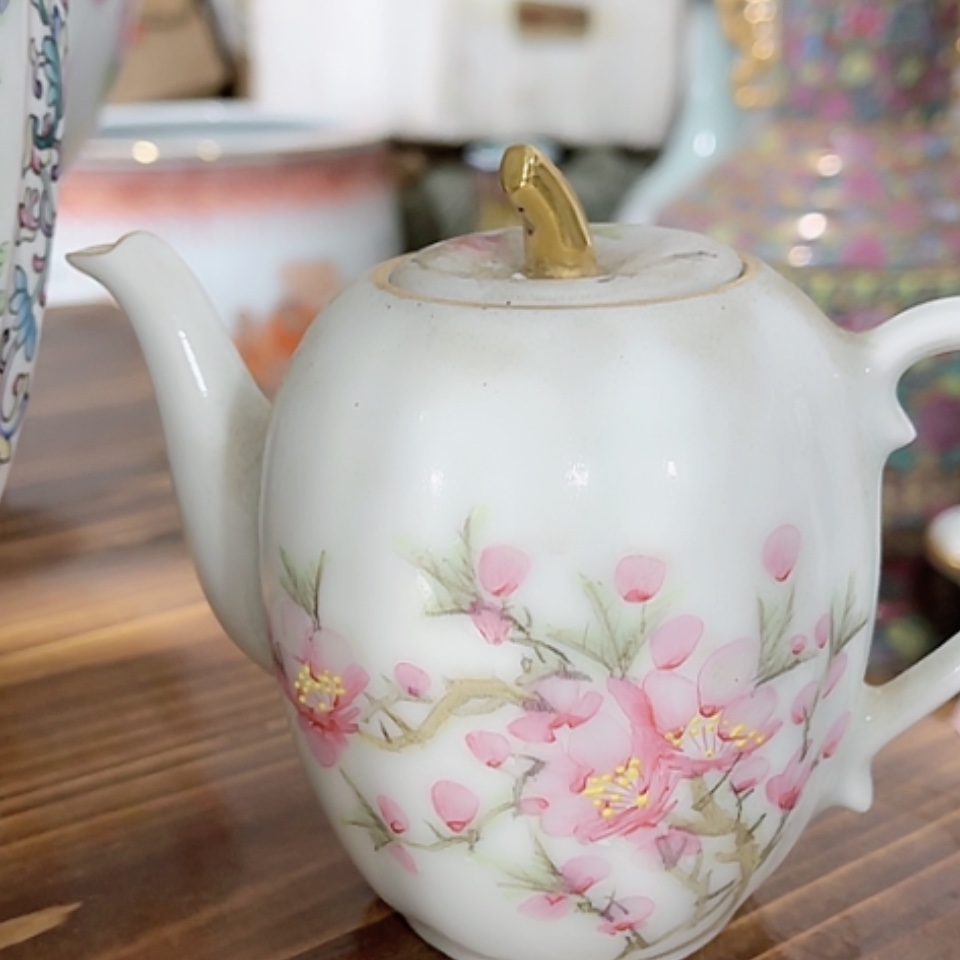 【闪购商品】紫砂盖碗水点桃花茶壶