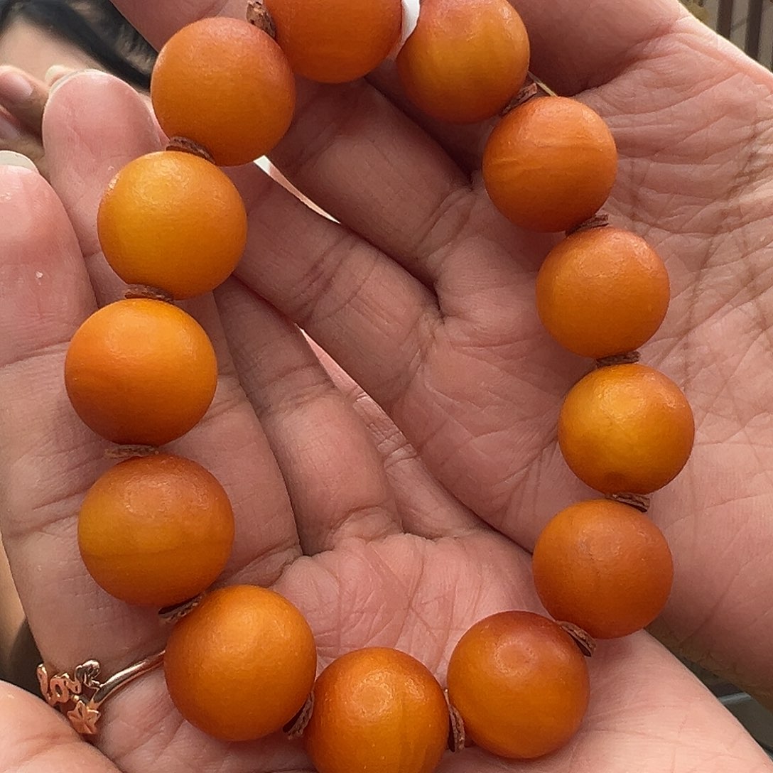 裸石琥珀未镶嵌橘皮手串16mm