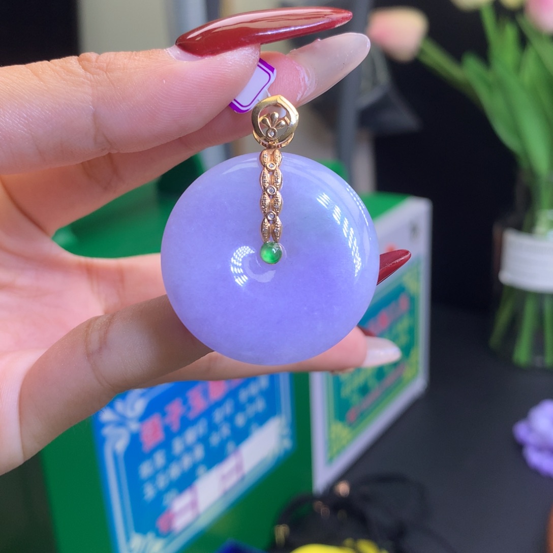 翡翠颈饰18K金镶嵌m*天然