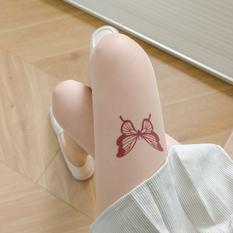 【2双装】蝴蝶印花超薄0d美拉德风女辣妹纯欲风春夏季防勾丝打底袜