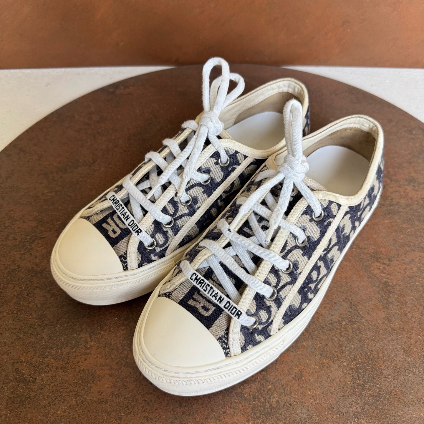 99新 DIOR/迪奥 迪奥/Dior/蓝色满印板鞋/36.5码