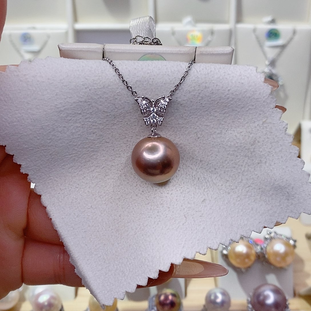 抖***户淡水珍珠银S925镶嵌吊坠(赠链)14➕