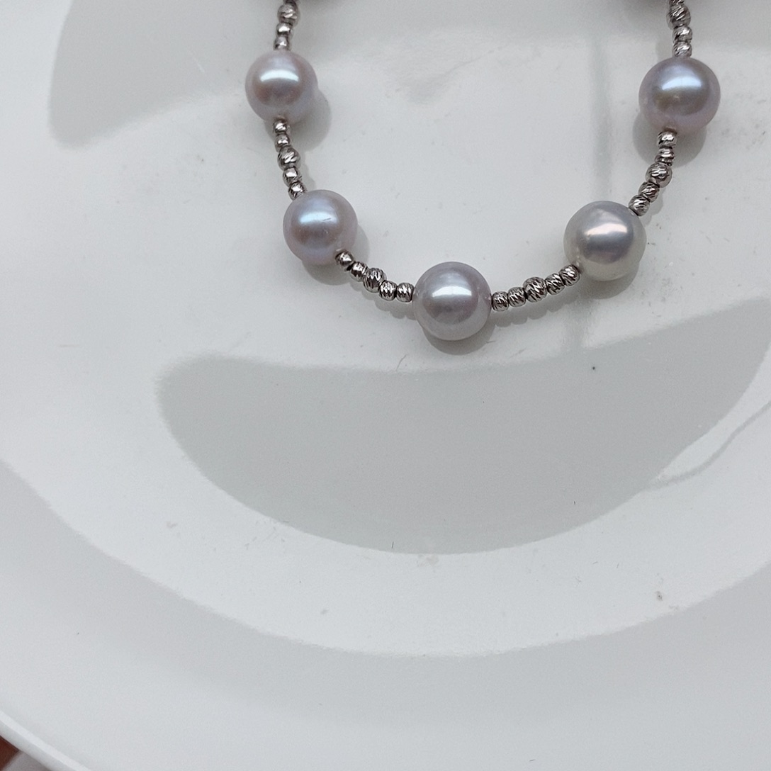 淡水珍珠颈饰银S925镶嵌
