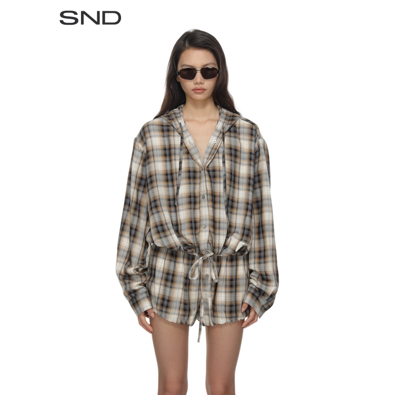 【SNDACNE 设计师品牌】SND PF25 格纹连帽上衣