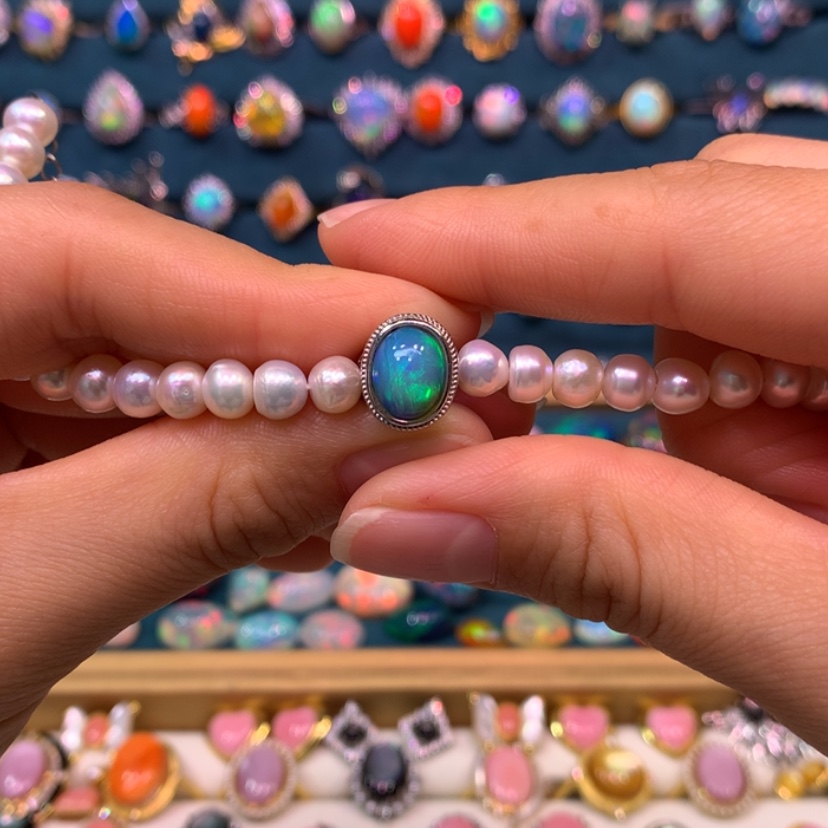 【闪购商品】欧泊手链裸石定制不退不换银S925镶嵌宝****舞