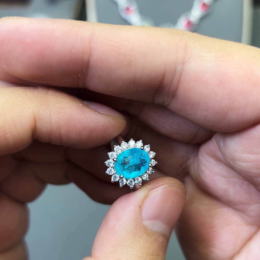 帕拉依巴碧玺戒指合金3858248