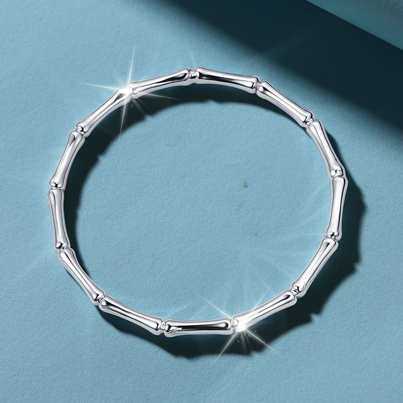 pt950铂金手镯女时尚竹节手镯简约小众白金镯子亮面手镯深圳水贝