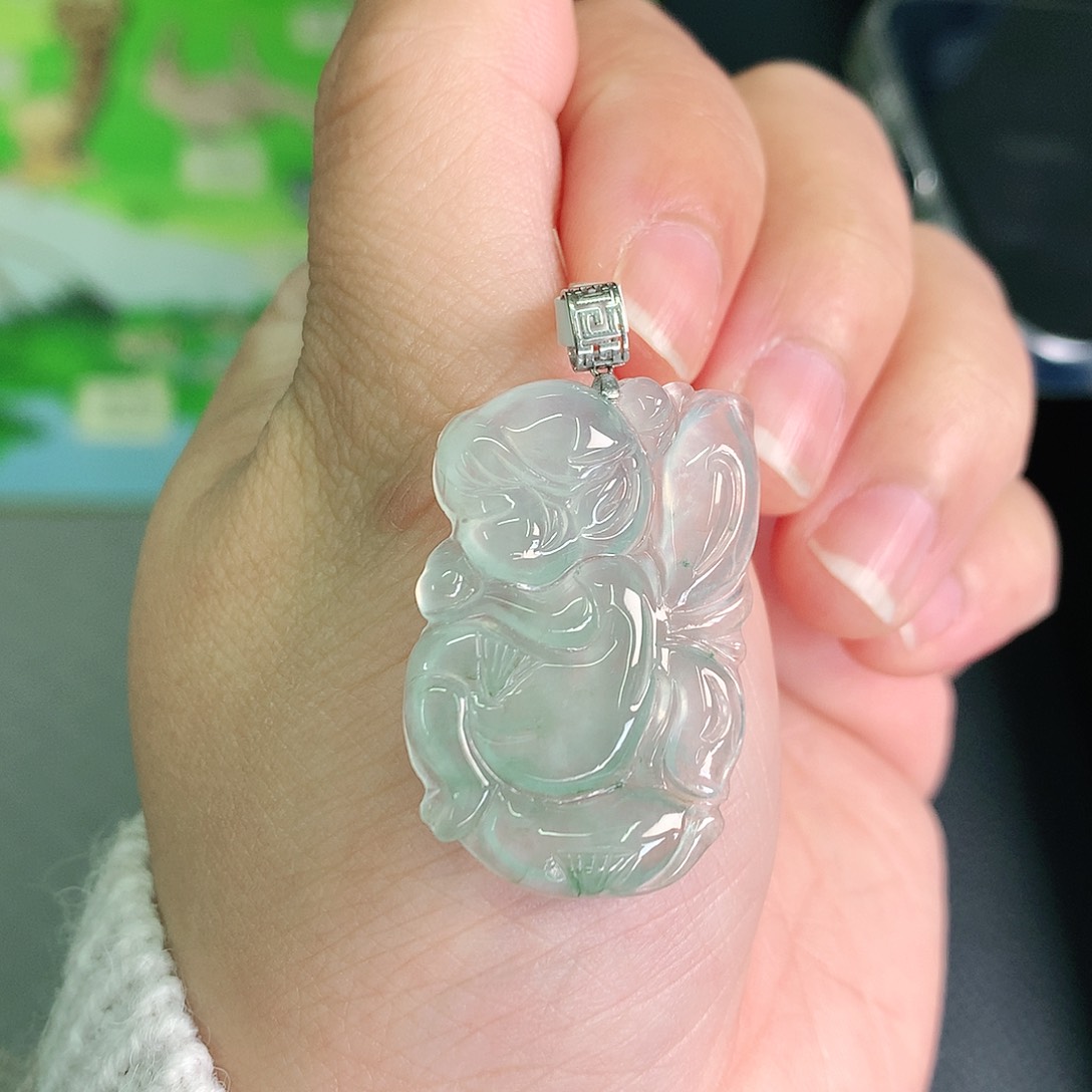 翡翠颈饰18K金镶嵌冰晴仙子