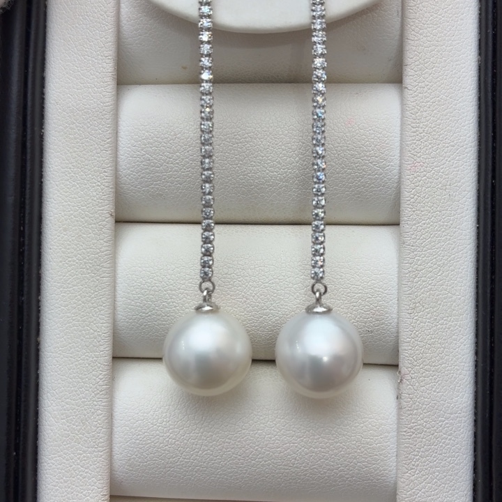 海水珍珠耳饰银S925镶嵌