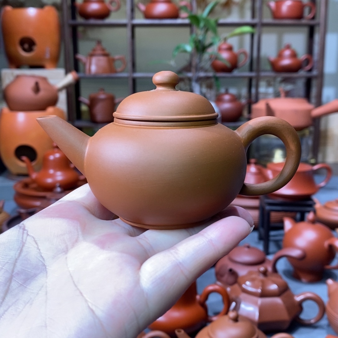 紫砂茶壶鸡蛋黄水平壶85cc