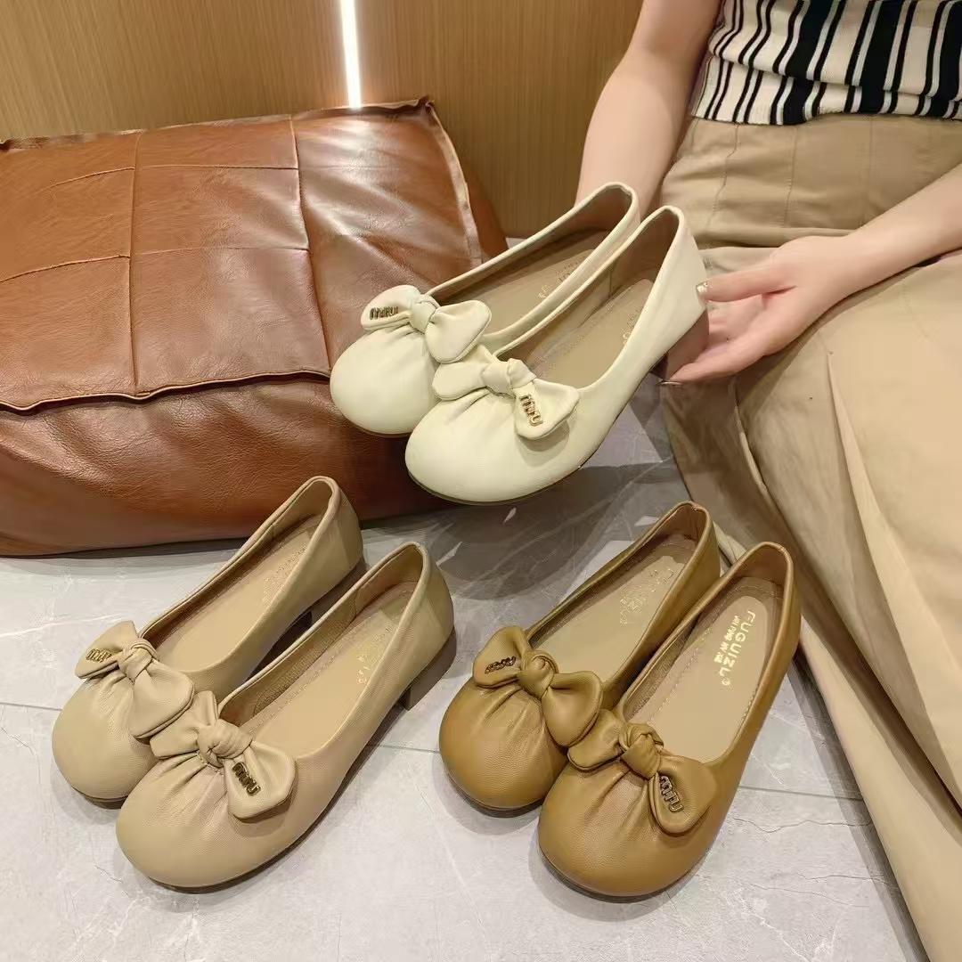 休闲百搭复古平底鞋蝴蝶结款玛丽珍女鞋春季