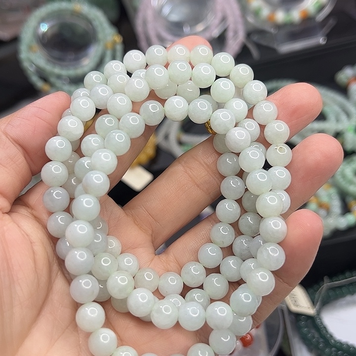 翡翠未镶嵌颈饰翡翠未镶嵌珠链卡8+纯色圆珠款（福利价）