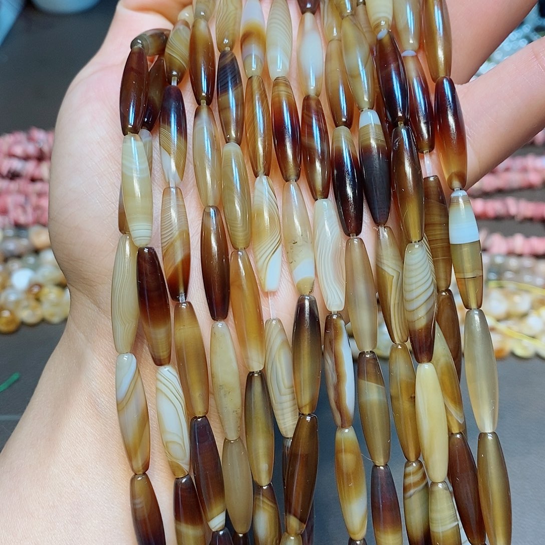 玛瑙/玉髓散珠天然美拉德玛瑙勒子6✖️26mm