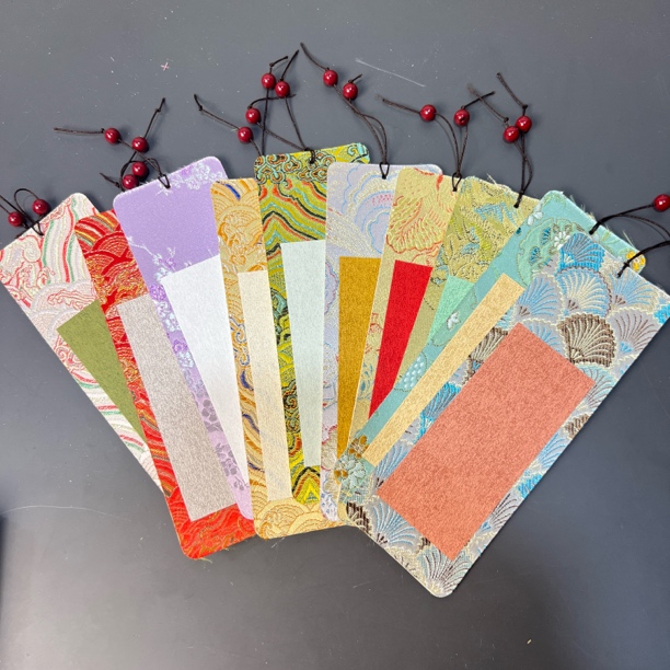 【到手5包】宋锦书签全熟褚笺内心带红豆流苏