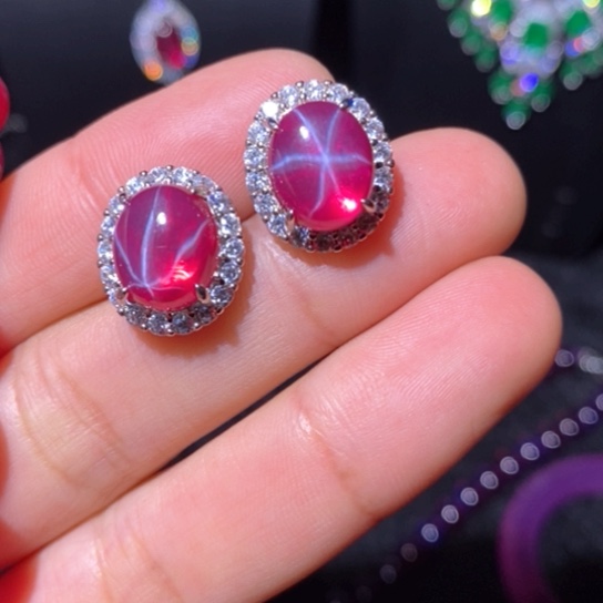 红宝石戒指银S925镶嵌