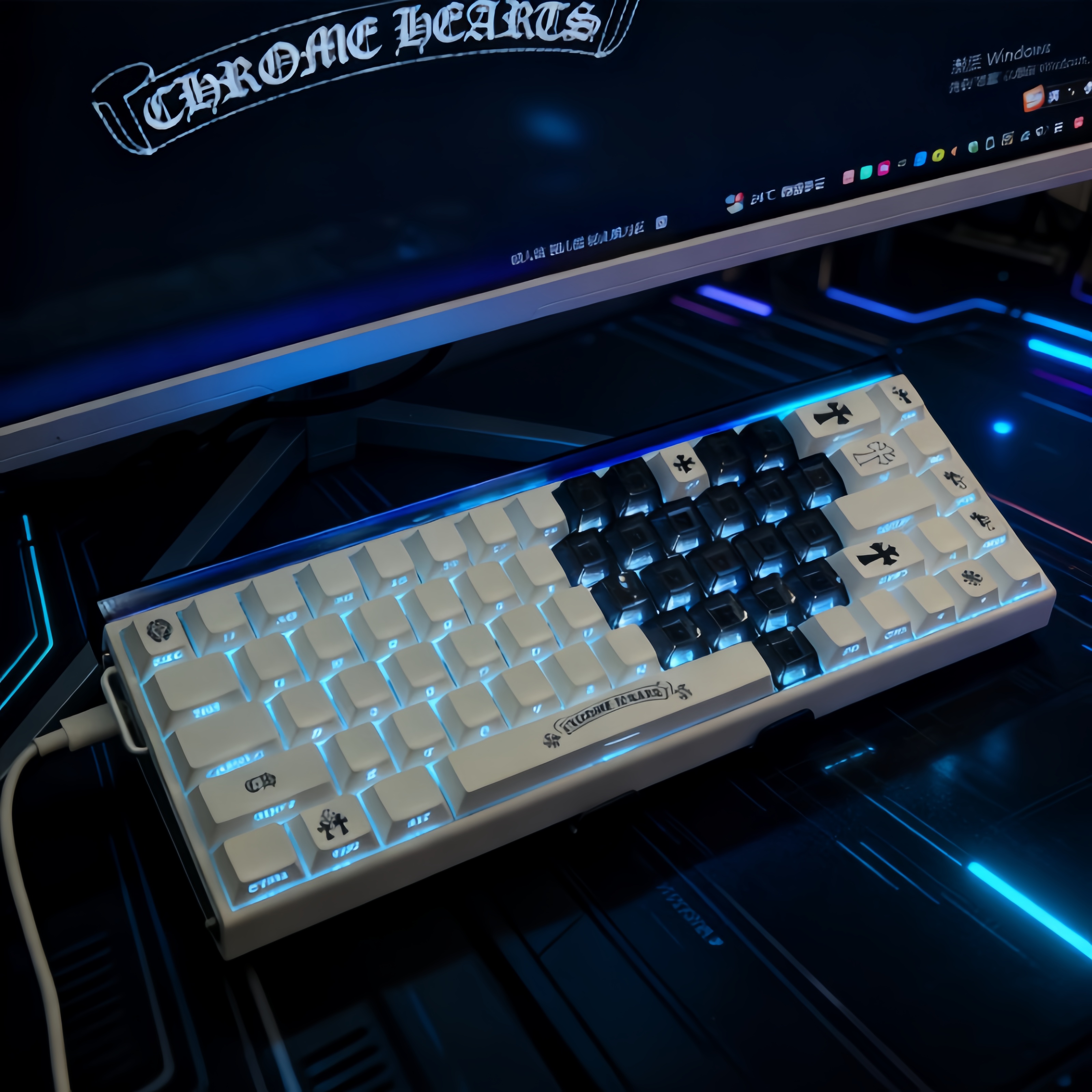 克罗心2.0黑透键帽侧刻字符透光适配ace68x87醉鹿75迈从jet756587