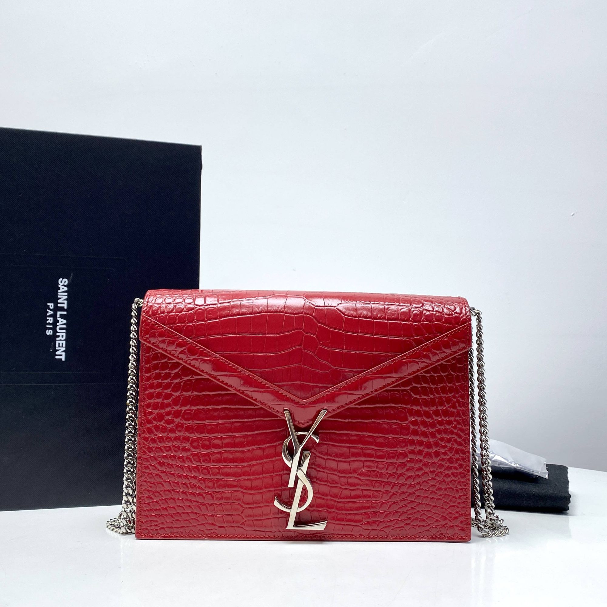 95新 YSL/圣罗兰 丁丁专属YSL 红色鳄压邮差 CPNA008