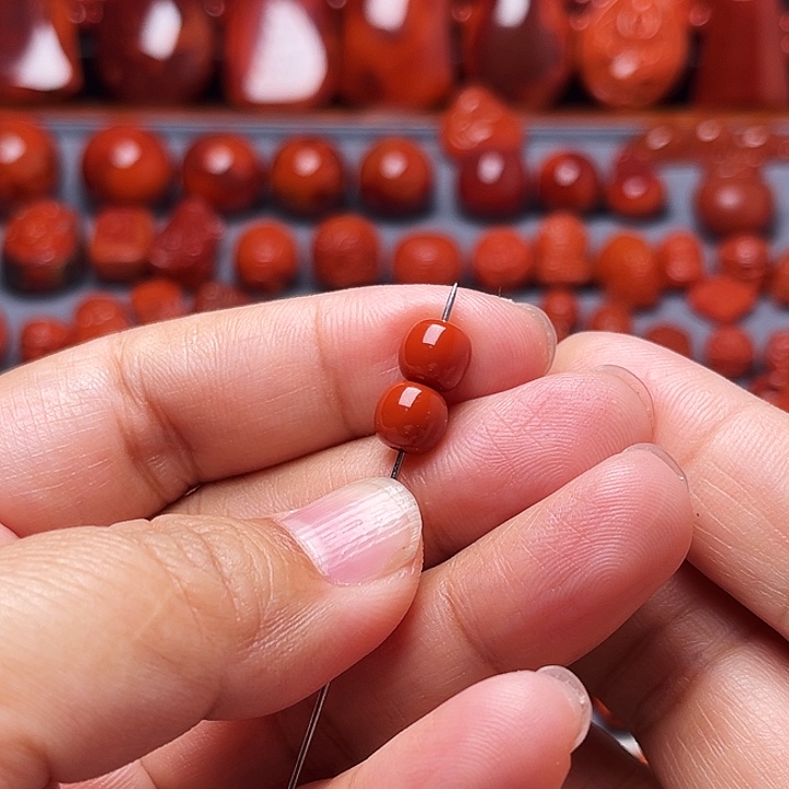 南红玛瑙未镶嵌配饰老型对珠7.2mm