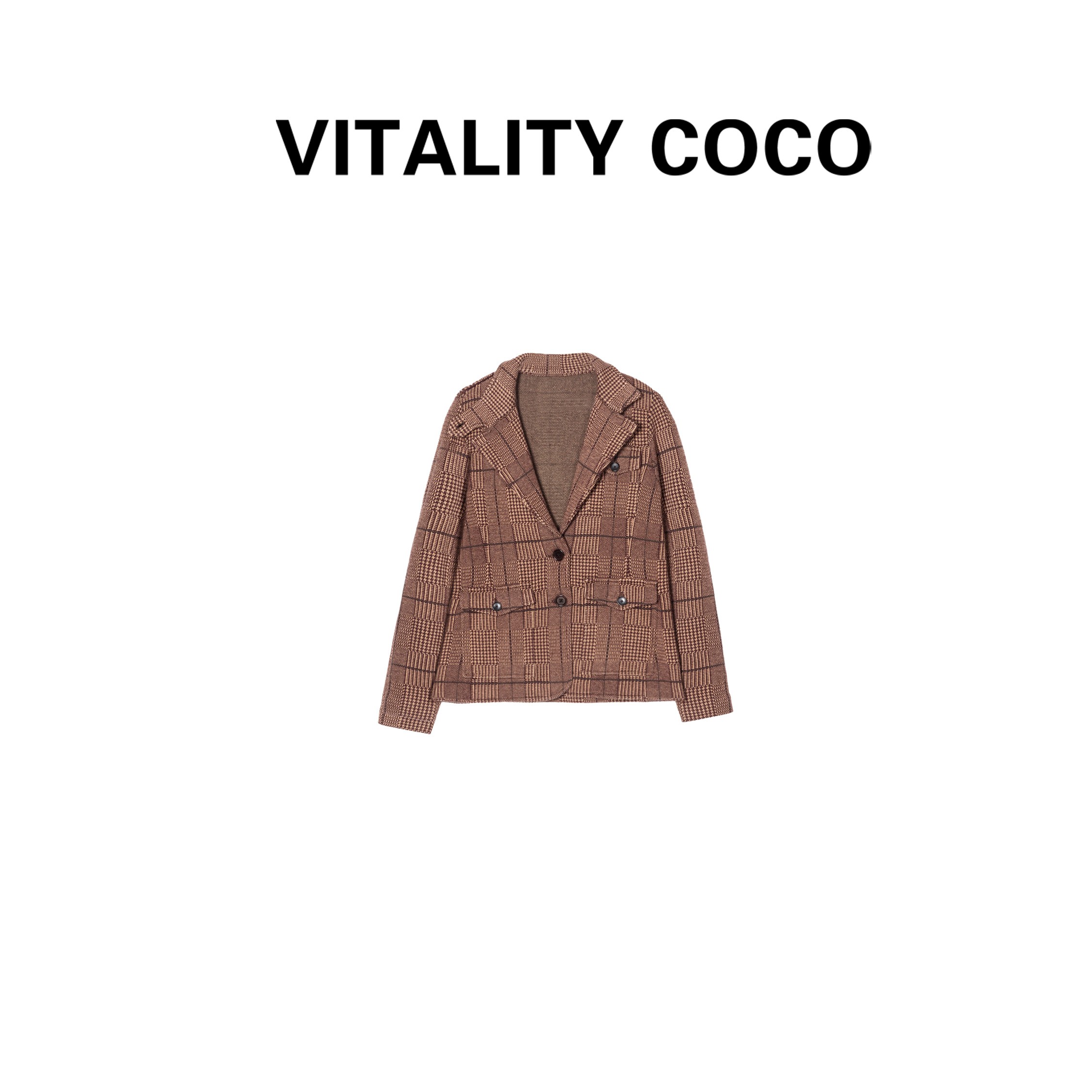 「VITALITY COCO」【麦穗姐妹】经典复古气质休闲格纹西装外套720