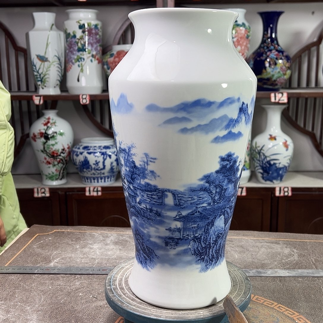 摆件陶景德镇陶瓷大鱼山水