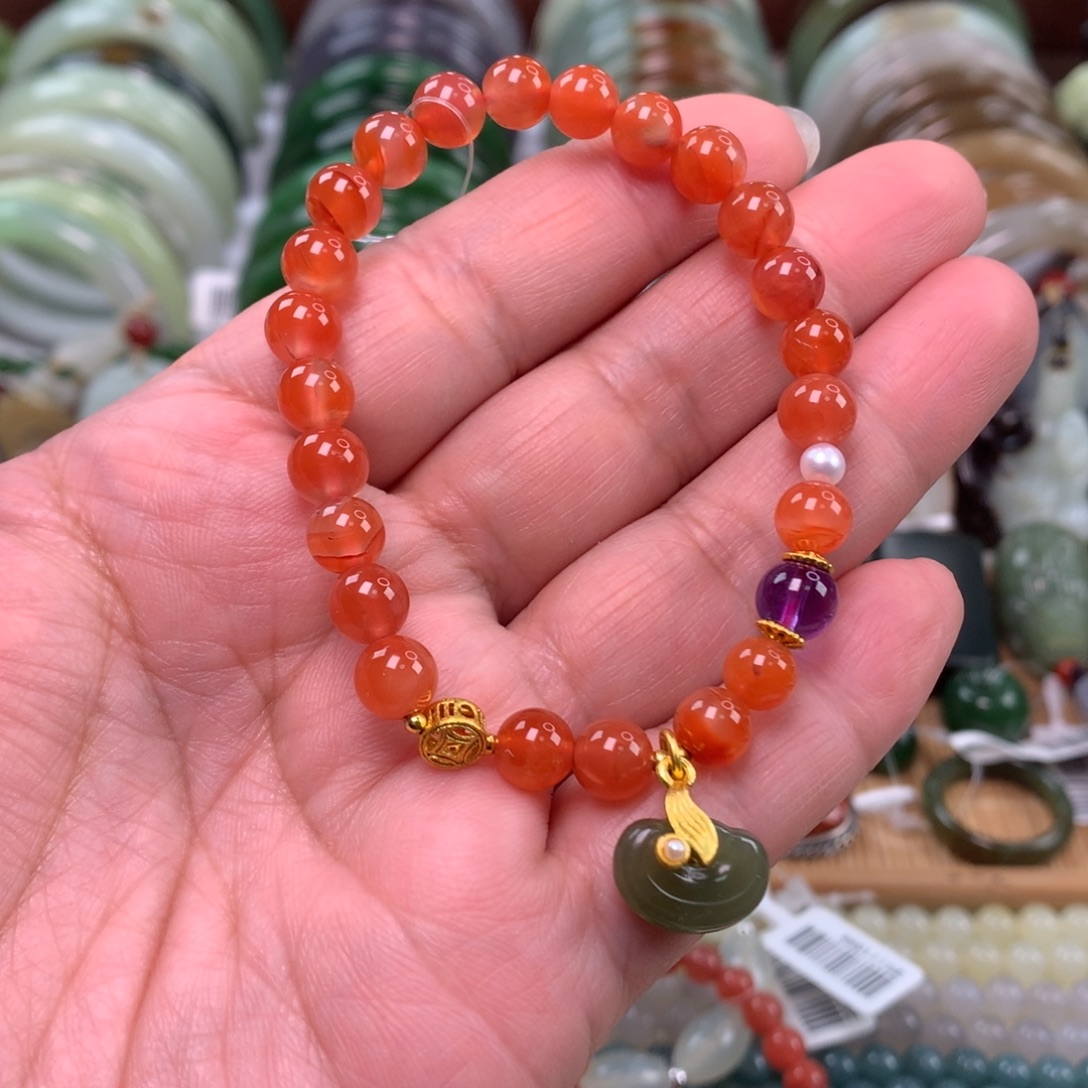 南红玛瑙未镶嵌手链卡0.7