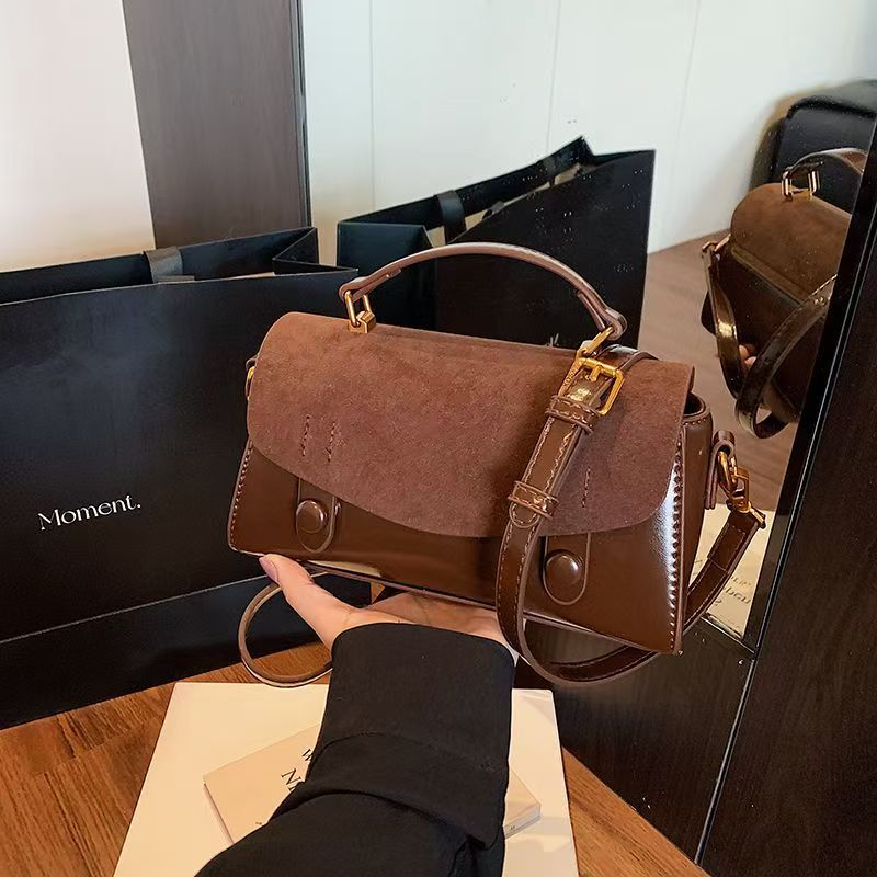 洋气时尚秋冬绒面百搭韩系单肩手提精致气质2025女斜挎小方包