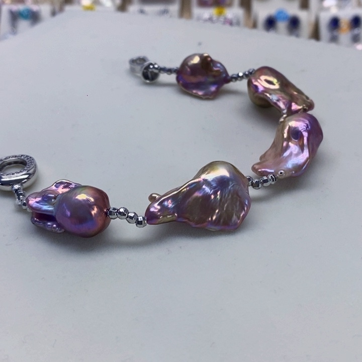 银S925镶嵌手绳淡水珍珠