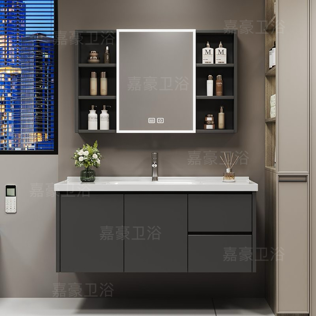 【年终家装狂欢】星空灰实心蜂窝铝浴室柜卫生间洗手盆洗脸盆柜组合