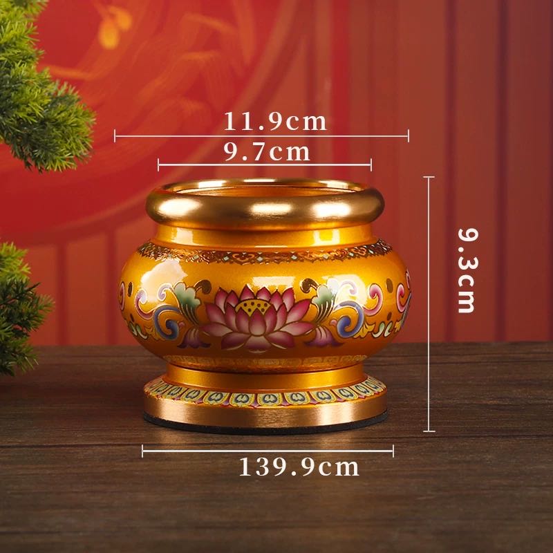 供佛香炉家用珐琅彩佛堂莲花供水杯圣水杯供奉观音长明灯供果盘