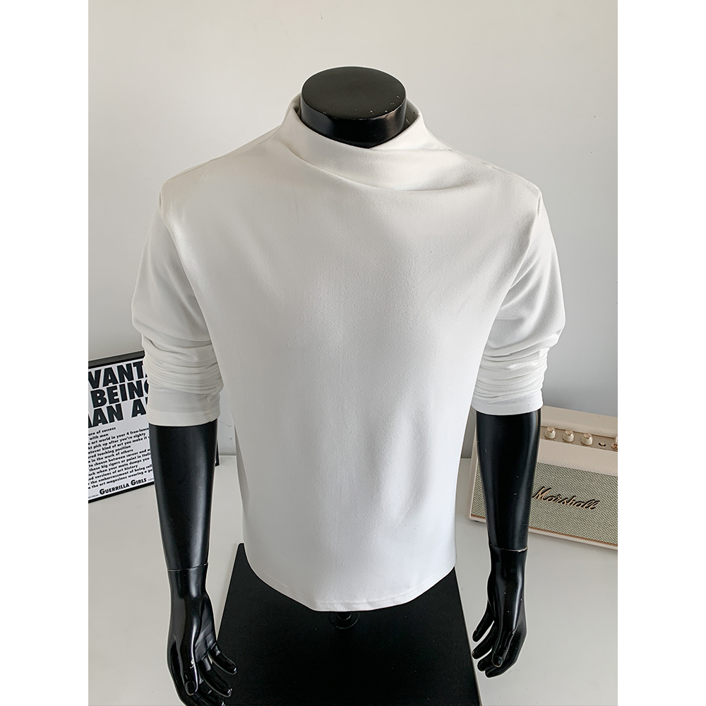 【付一严选】冬季德绒打底衫男士宽松拼接解构内搭长袖休闲T恤纯色