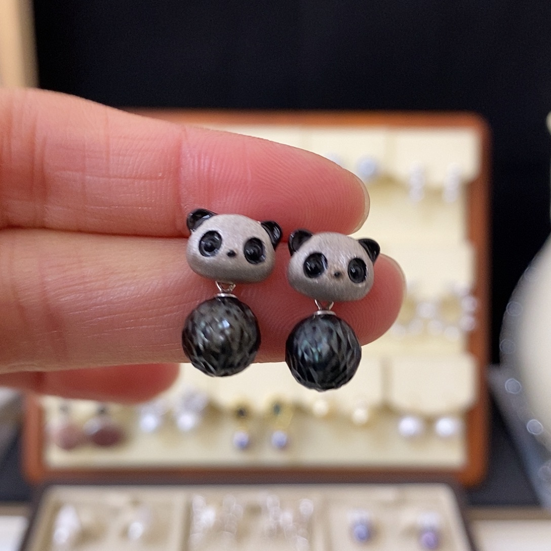 海水珍珠银S925镶嵌耳饰