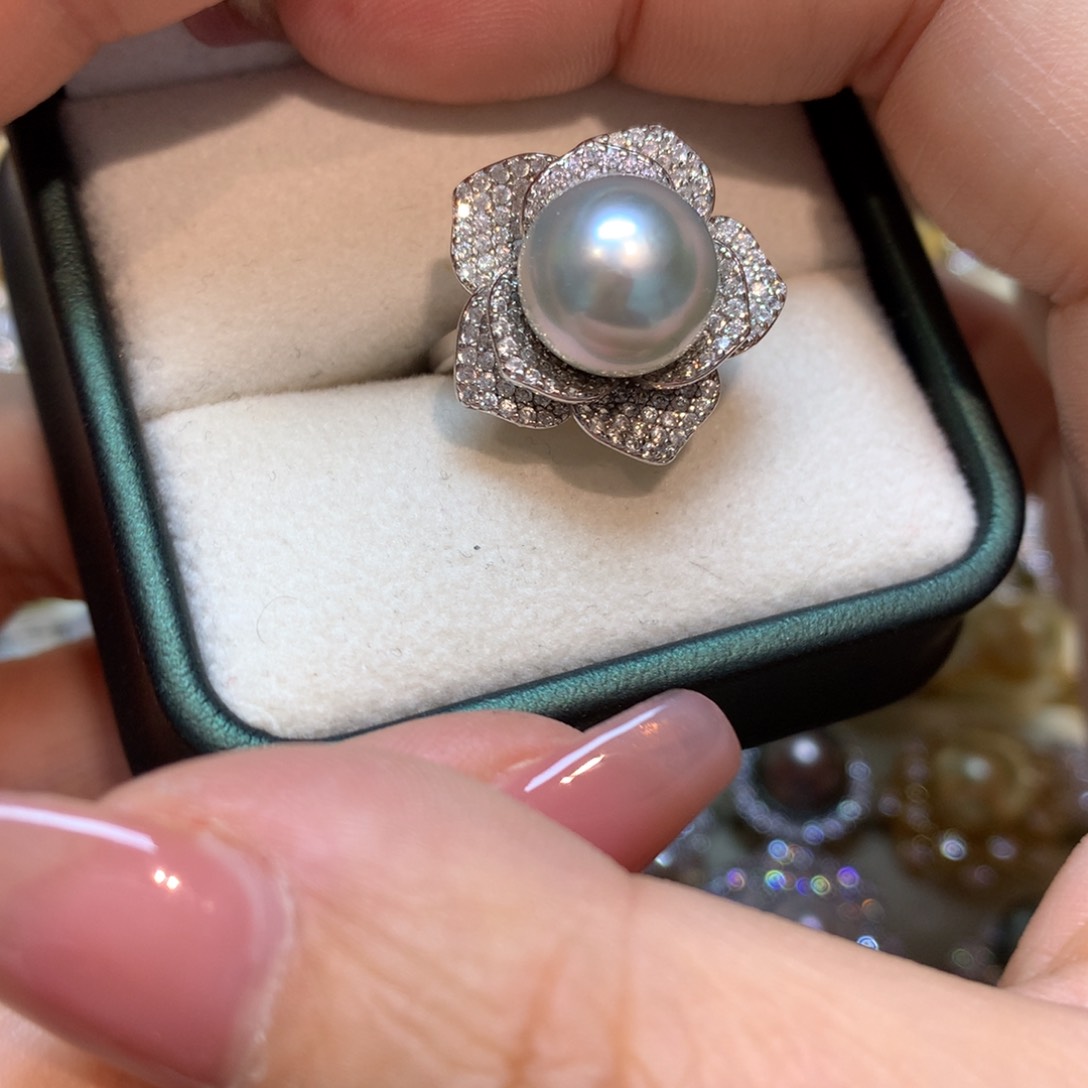 海水珍珠戒指银S925镶嵌