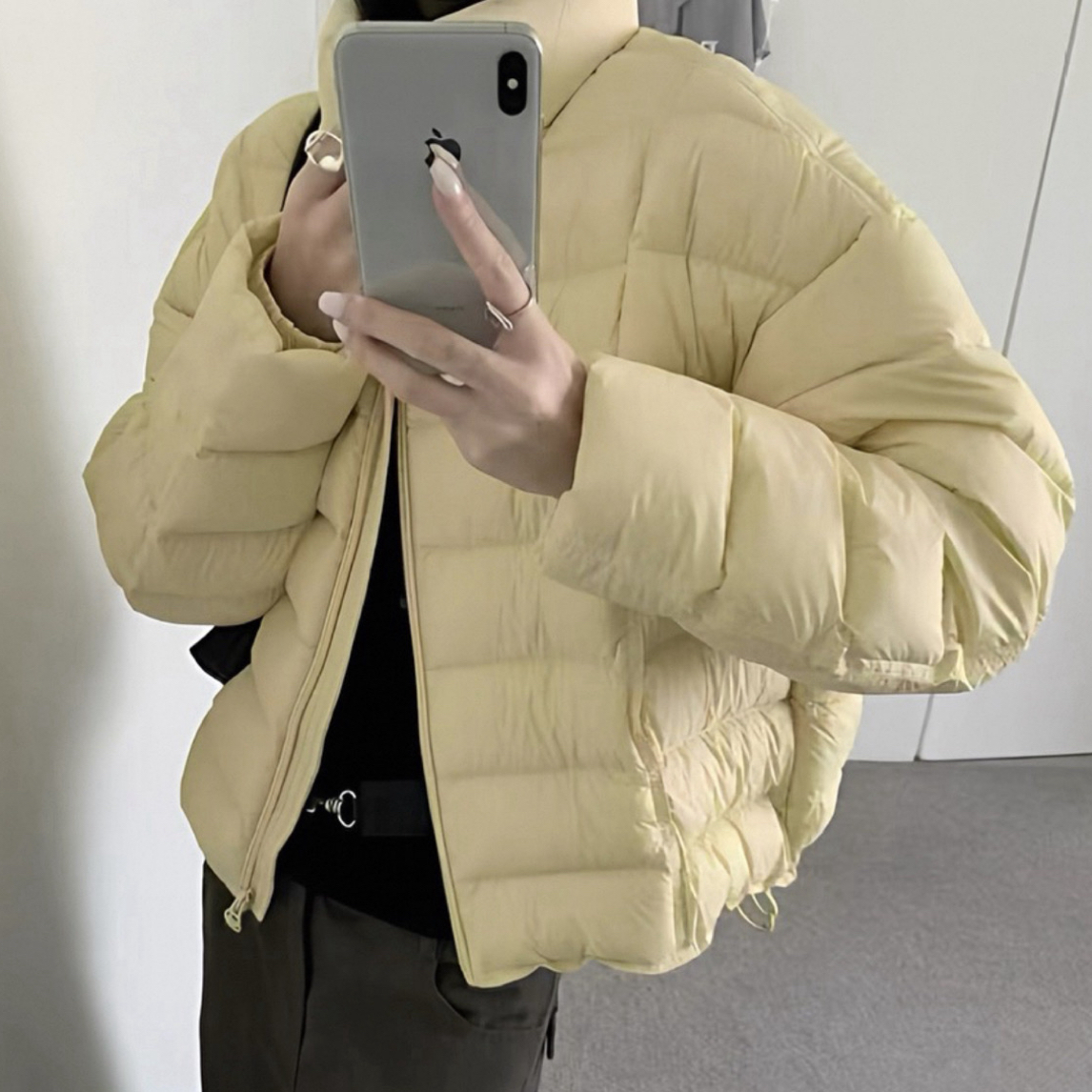 小思 新国标达标90白鸭绒 立领羽绒外套