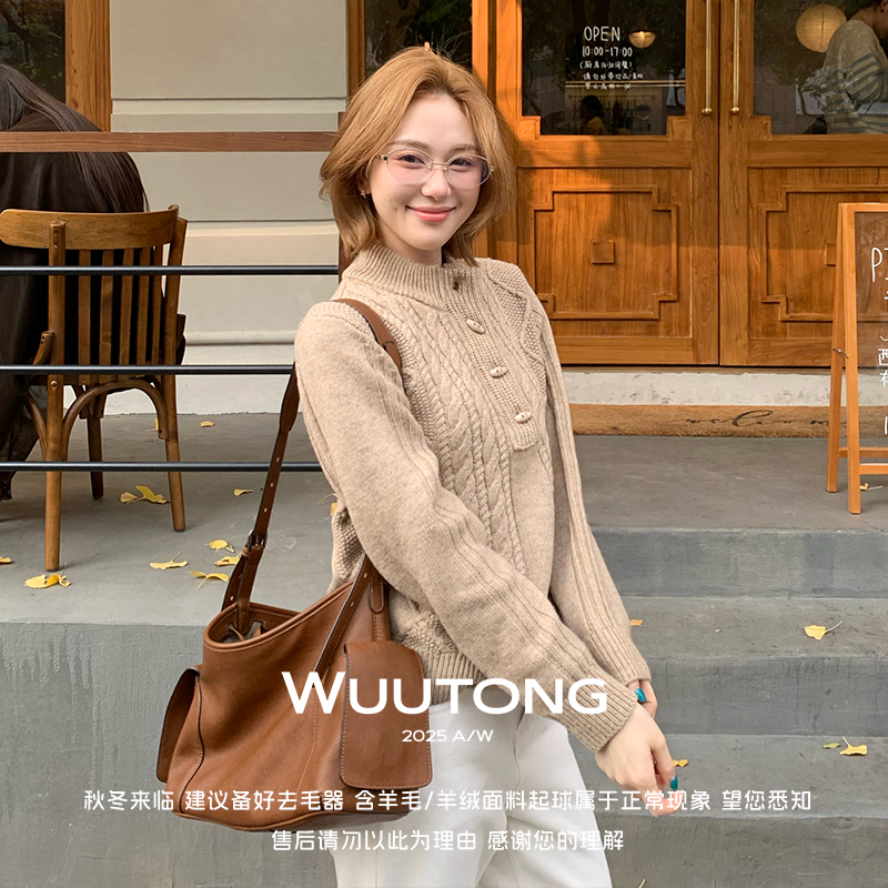 WuuTong【cleanfit】高质显瘦羊毛软糯半高领套头羊毛毛衣25T277