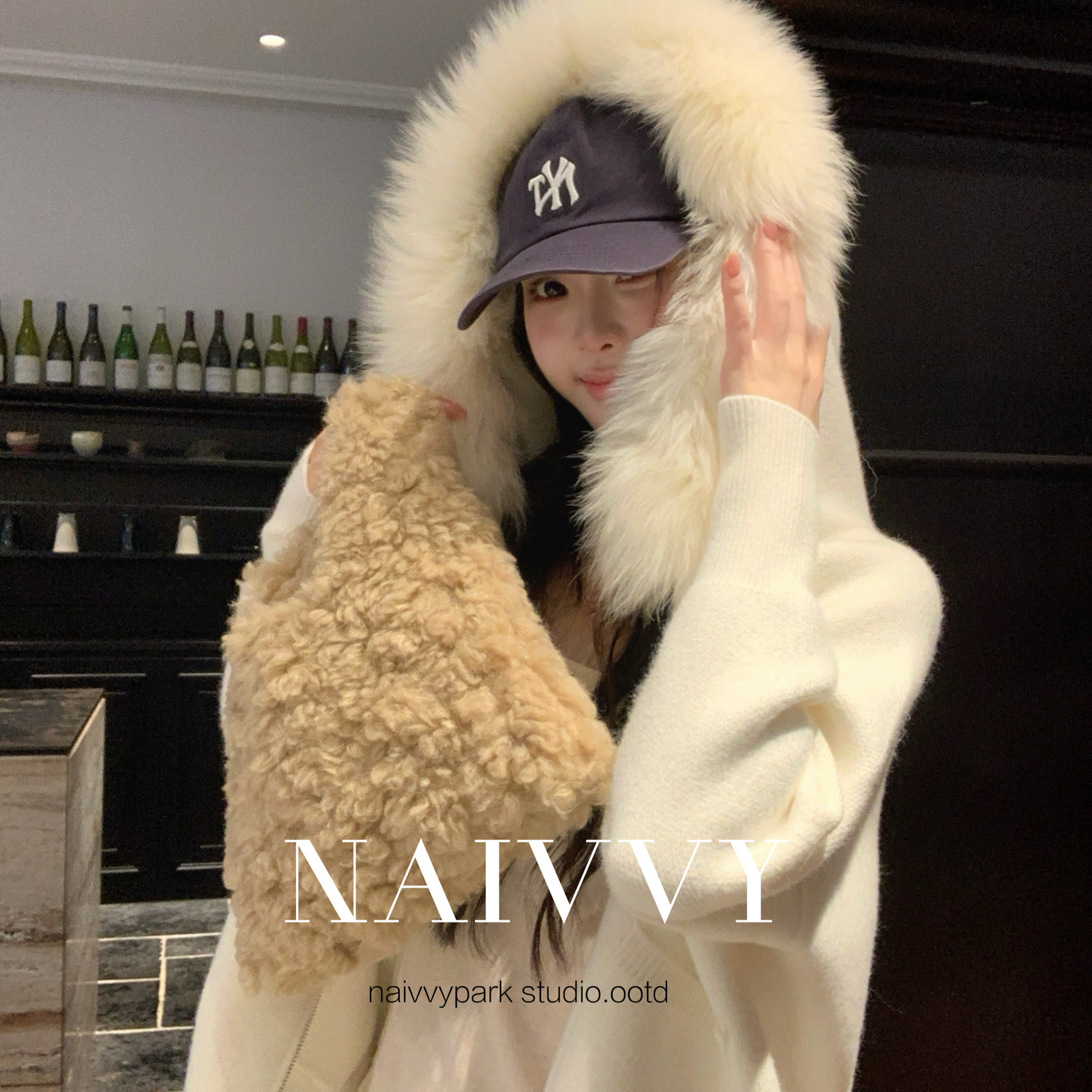 NAIVVY【折雪橡木苔】气质重工韩版秋冬甜美百搭宽松慵懒外套
