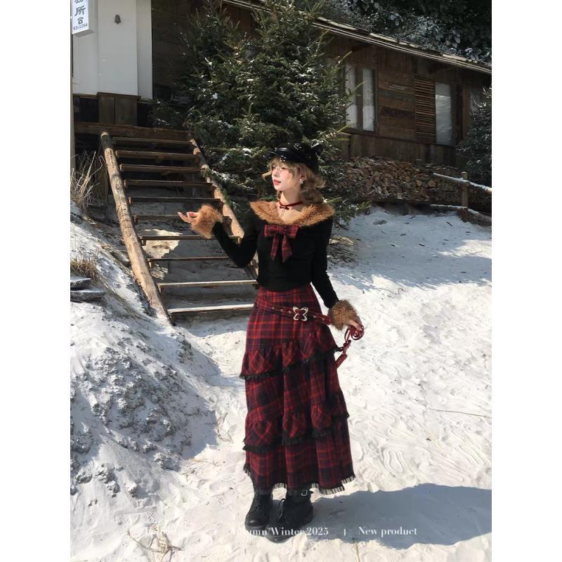 格子半身连衣裙子女秋冬季2025新款小个子学院风穿搭一整套高级感