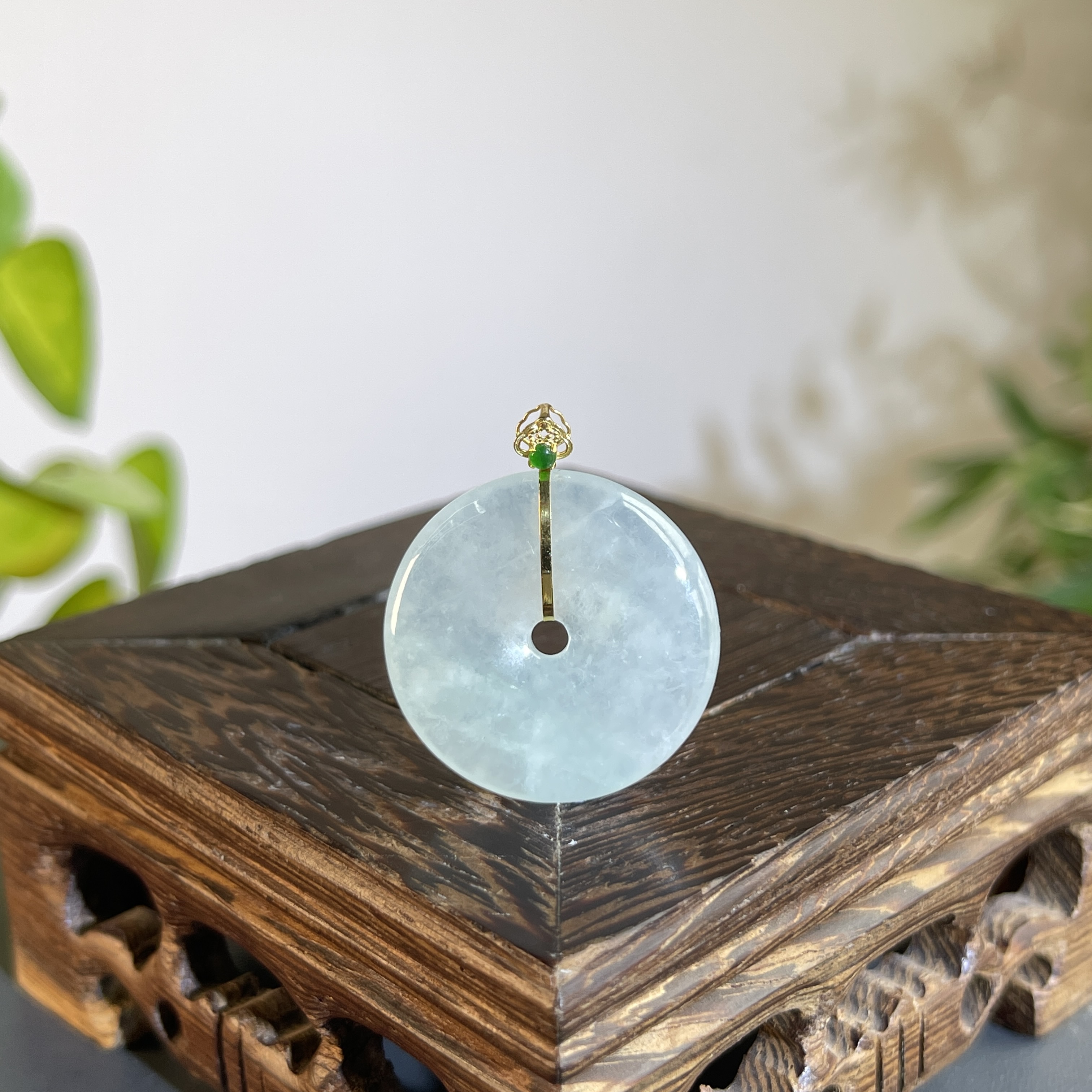 JTW25-40 天然缅甸A货翡翠  18K镶嵌平安扣