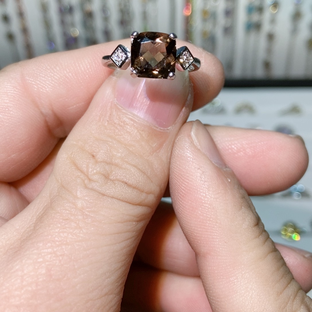 绿水晶戒指银S925镶嵌