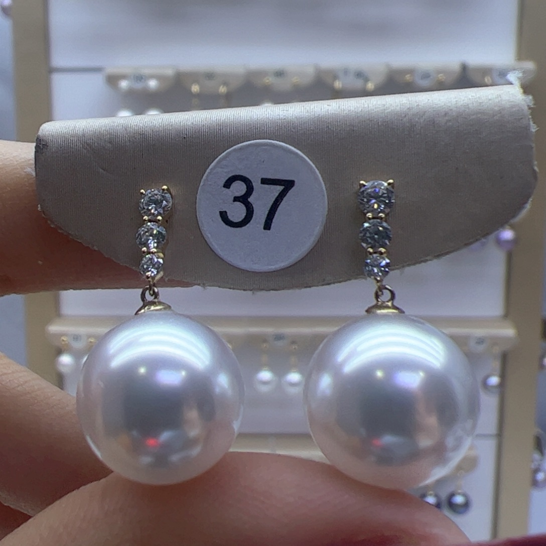 淡水珍珠耳饰18K金镶嵌