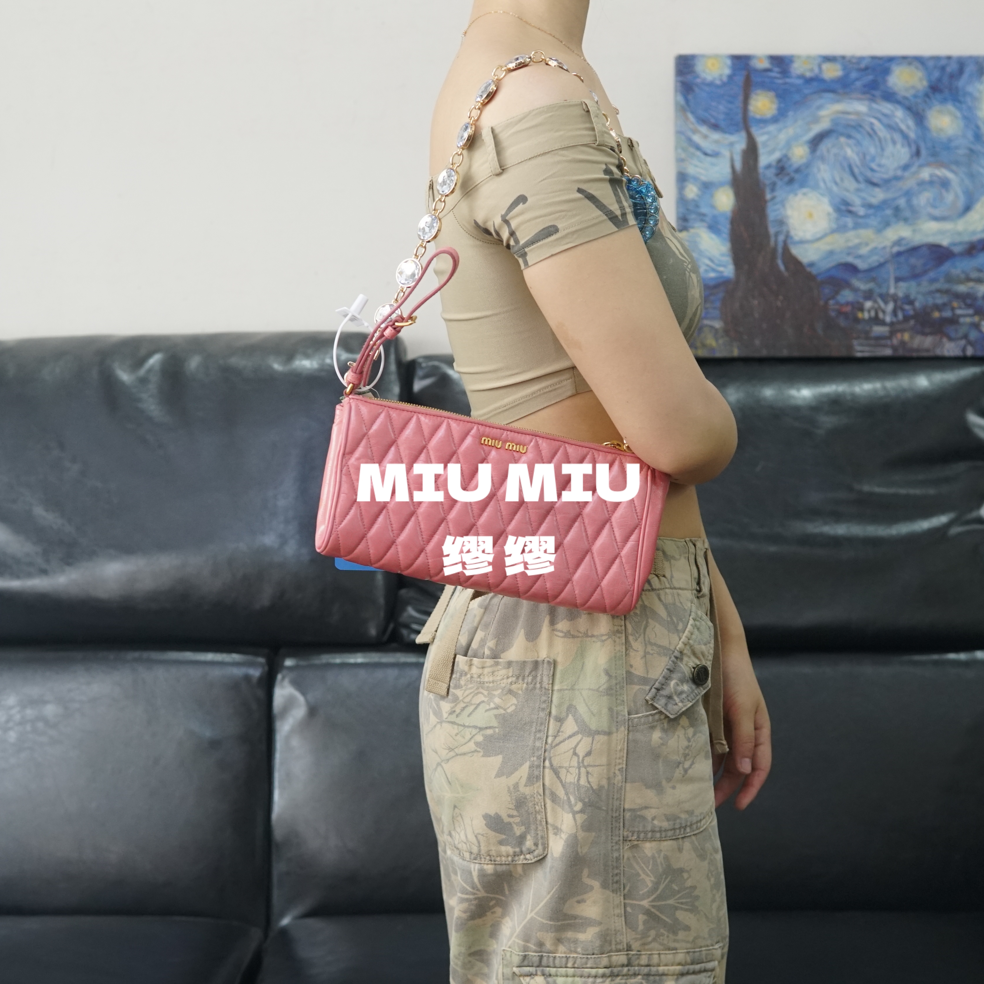 95新 MIU MIU/缪缪 miumiu/粉色单肩包/YW05629204/9204