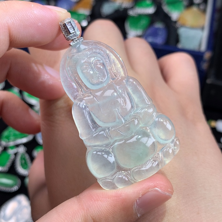 翡翠吊坠(不含链)18K金镶嵌