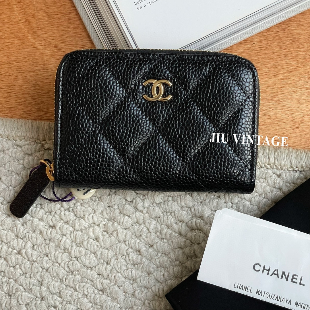 99新 Chanel/香奈儿 黑金拉链卡包芯片闲置 JM2-7313