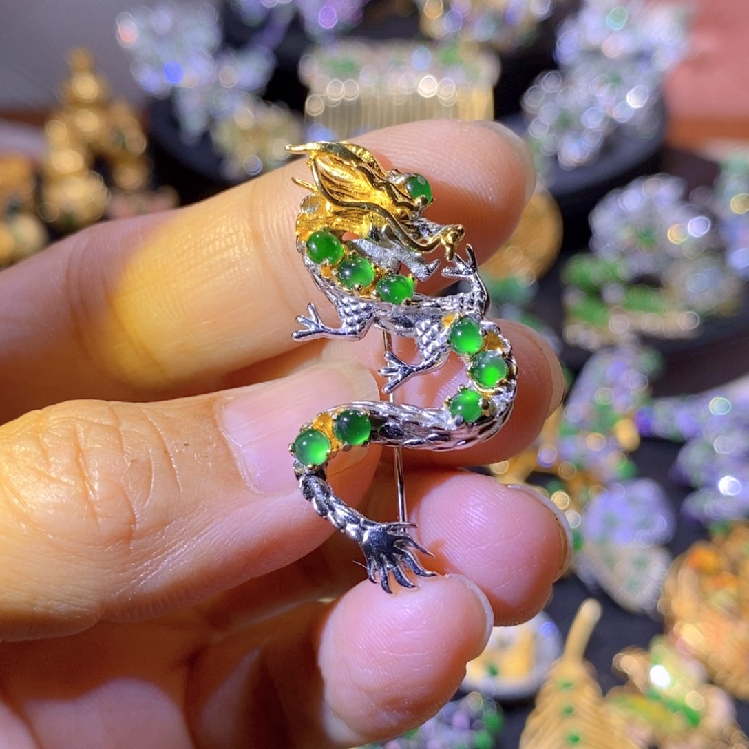 吊坠(不含链)银S925镶嵌翡翠