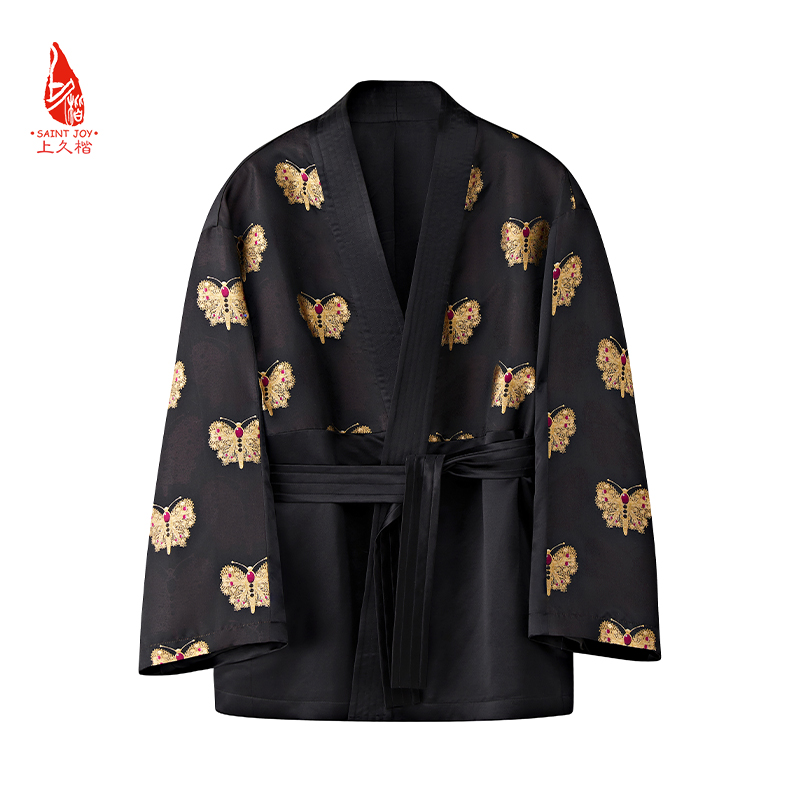 上久楷女式宋锦外套 中式女士上衣 复古 黑金蝴蝶 CY1024207054