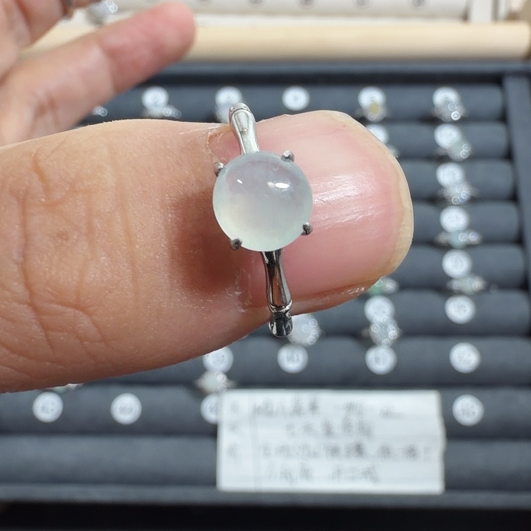 灵***。翡翠银S925镶嵌戒指