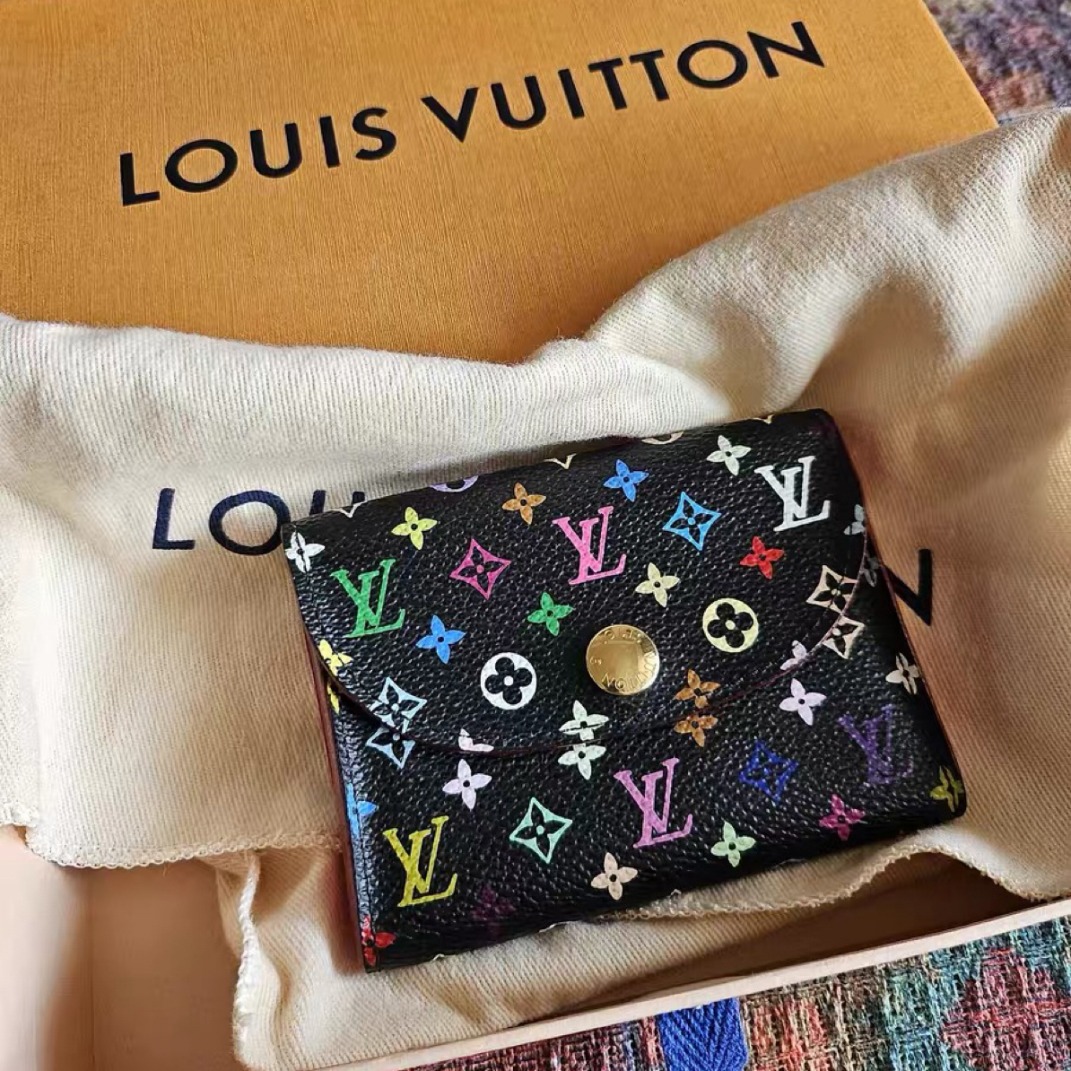 95新 LouisVuitton/路易威登 黑三彩卡包(全原)